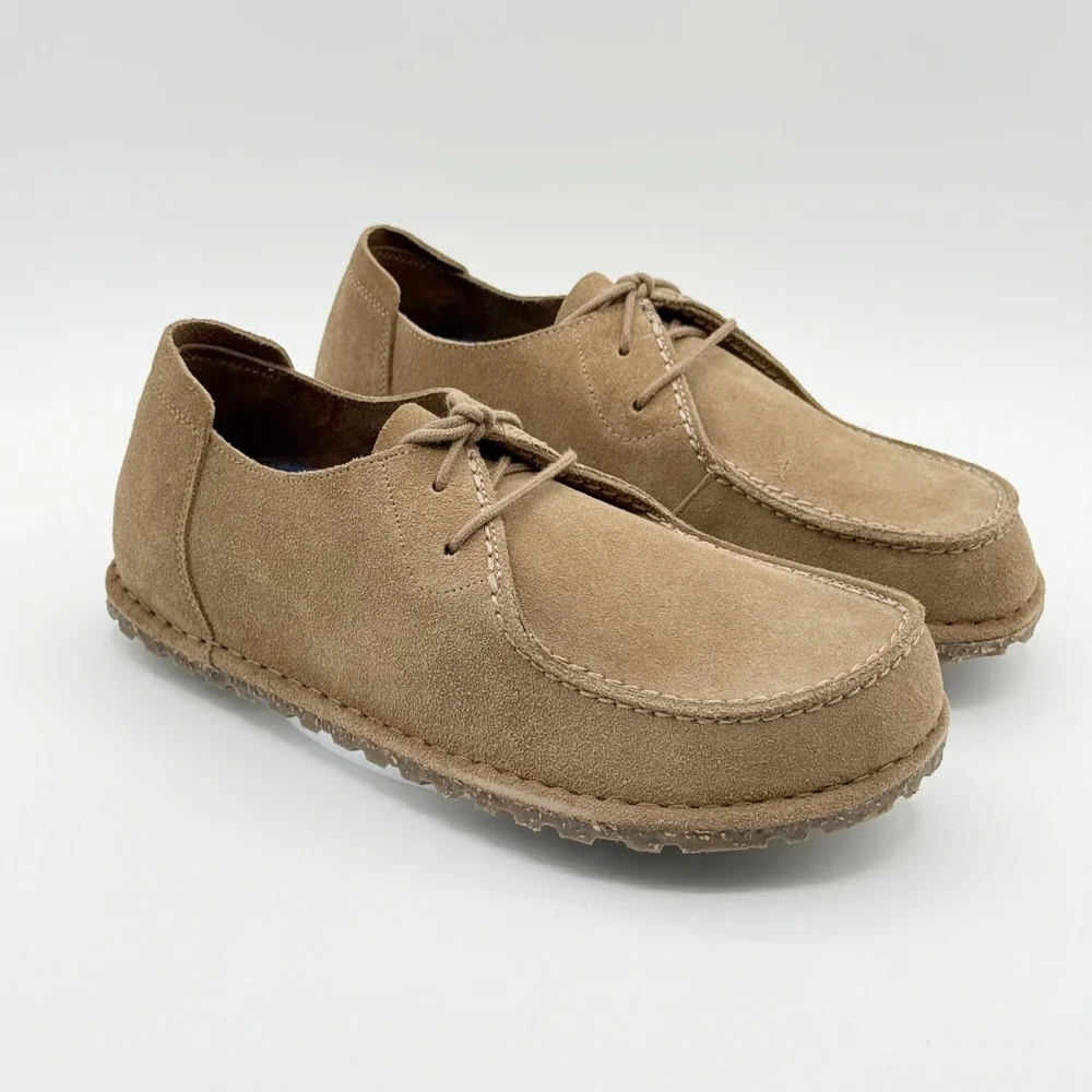 Birkenstock UTTI Lace Up Oxford Size 41 / US 8 Mens Gray Taupe Suede NEW